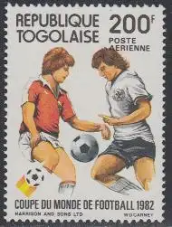 Togo Mi.Nr. 1616 Fußball WM 1982, Spielszene (200)