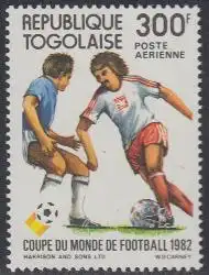 Togo Mi.Nr. 1617 Fußball WM 1982, Spielszene (300)