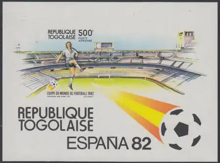 Togo Mi.Nr. Block 190 Fußball WM 1982, Stadion und Spieler