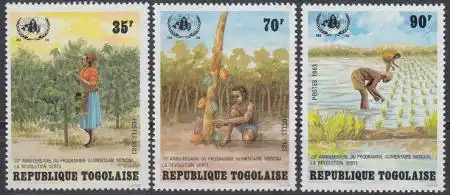 Togo Mi.Nr. 1664-66 20Jahre Welternährungsprogramm (3 Werte)