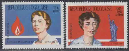 Togo Mi.Nr. 1769-70 100.Geb. Eleanor Roosevelt (2 Werte)