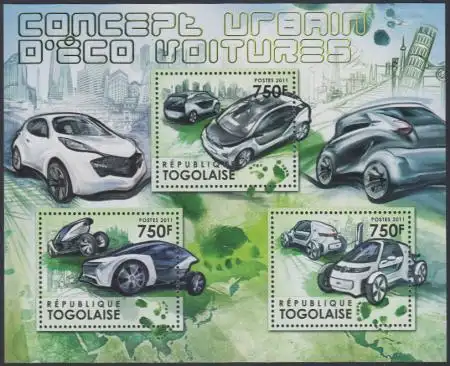 Togo Mi.Nr. Klbg.4349-51 Elektroautos für den Stadtverkehr
