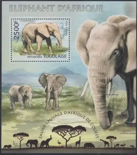 Togo MiNr. Block 788 Fauna Westafrikas, Savannenelefant