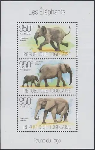 Togo MiNr. Klbg.5271-73 Savannenelefanten