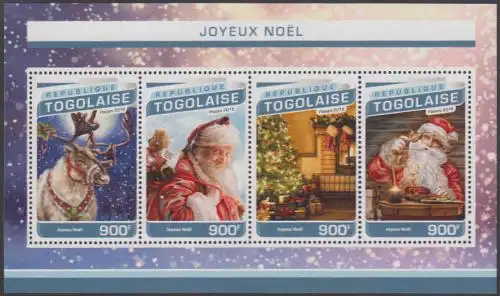 Togo MiNr. Klbg.7804-07 Weihnachten, Rentier,Weihnachtsmann, Weihnachtsbaum