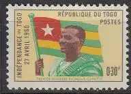 Togo Mi.Nr. 285 Unabhängigkeitserklärung, Staatspräsident Nationalflagge  (0,30)