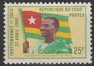 Togo Mi.Nr. 290 Unabhängigkeitserklärung, Staatspräsident Nationalflagge  (25)