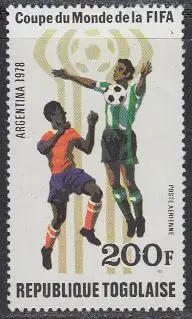 Togo Mi.Nr. 1304A Fußball-WM 1978 Argentinien, Ballstoppen mit Brust (200)