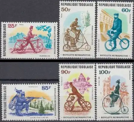 Togo Mi.Nr. 1306-11A Entwicklung des Fahrrads (6 Werte)