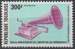 Togo Mi.Nr. 1317A 100Jahre Phonograph, His Master’s Voice Phonograph 1900 (300)