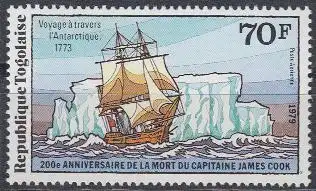 Togo Mi.Nr. 1343A 200.Todestag Kapitän Cook, Resolution und Eisberg (70)