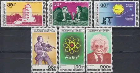 Togo Mi.Nr. 1354-59A 100.Geb. Albert Einstein (6 Werte)