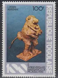 Togo Mi.Nr. 1563A 100.Geb.Pablo Picasso, Plastik Pavian mit Jungem (100)