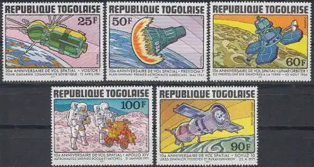 Togo Mi.Nr. 1577-81A Jahrestage der Raumfahrt (5 Werte)