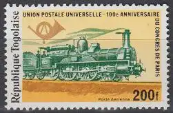 Togo Mi.Nr. 1333A 100J.UPU-Kongress Paris, franz. Peresonenzuglokomotive (200)