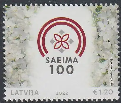 Lettland MiNr. 1174, 100 Jahre Saeima (1,20)