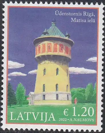 Lettland Mi.Nr. 1168 Architektur, Wasserurm in der Matisa-Straße, Riga (1,20)