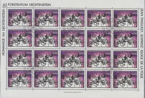 Liechtenstein Mi.Nr. 1084 Skuptur Eloge de la folie von Tinguely (4,00) BOGEN