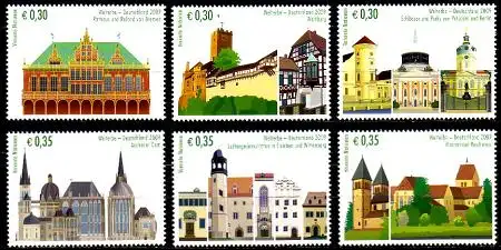 UNO Wien Mi.Nr. 599-604 UNESCO-Welterbe, Deutschland (6 Werte)