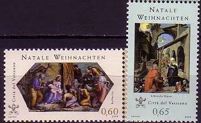 Vatikan Mi.Nr. 1626-27 Weihnachten, Gemälde Raffael + Dürer (2 Werte)