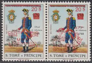 Sao Tomé und Principe Mi.Nr. Zdr.476-77b Militäruniformen m.Aufdruck 