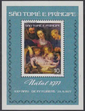 Sao Tomé und Principe Mi.Nr. Block 5 Weihnachten, Rubens-Gemälde: Hl. Familie 
