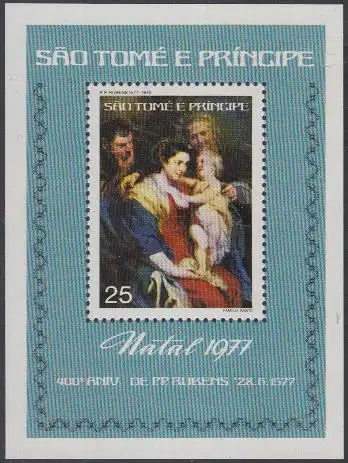 Sao Tomé und Principe Mi.Nr. Block 6 Weihnachten, Rubens-Gemälde: Hl. Familie 