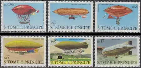 Sao Tomé und Principe Mi.Nr. 626-31 Luftfahrt-Geschichte, Luftschiffe (6 Werte)