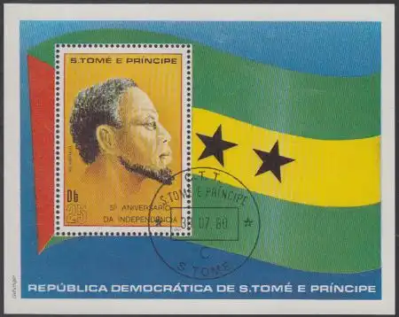 Sao Tomé und Principe Mi.Nr. Block 46 5Jahre Unabhängigkeit, König Amador 