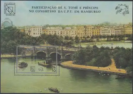 Sao Tomé und Principe Mi.Nr. Block 150 Weltpostkongress Hamburg, Lombardsbrücke 