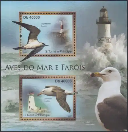 Sao Tomé und Principe Mi.Nr. Block 832 Seevögel und Leuchttürme