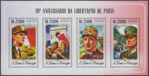 Sao Tomé und Principe MiNr. Klbg.5940-43 Befreiung von Paris, u.a. de Gaulle