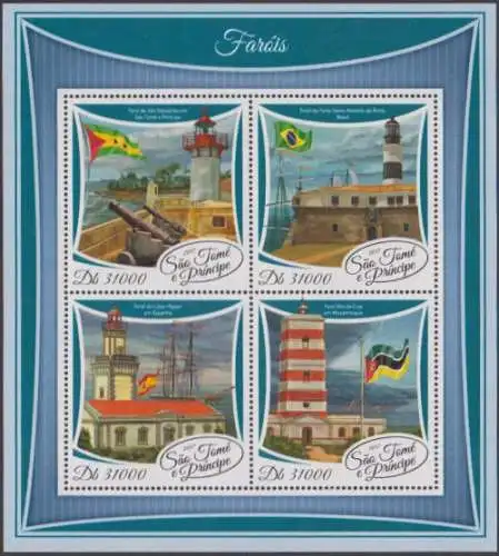 Sao Tomé und Principe MiNr. Klbg.7453-56 Leuchttürme Sao Sebastiao, Cabo Higuer