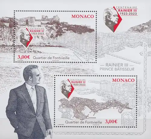 Monaco Mi.Nr. Block (noch nicht im Michel), 100. Geb. Rainer III., Fontvieille