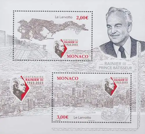 Monaco Mi.Nr. Block 144, 100. Geb. Rainer III., Larvotto