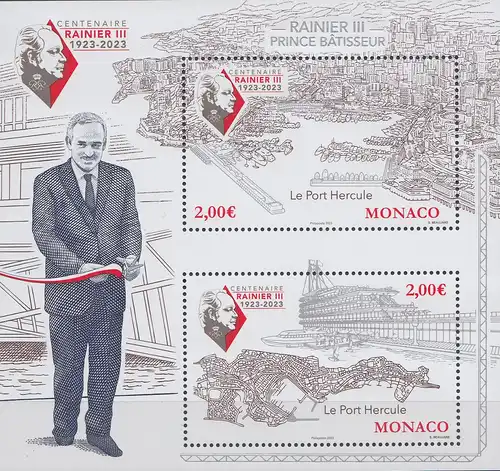 Monaco Mi.Nr. Block (noch nicht im Michel), 100. Geb. Rainer III., Port Hercule
