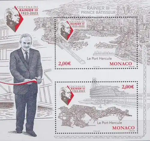 Monaco Mi.Nr. Block (noch nicht im Michel), 100. Geb. Rainer III., Port Hercule