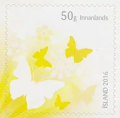 Island MiNr. 1499 Jahreszeiten: Sommer, Schmetterlinge und Blüten, skl (50g)