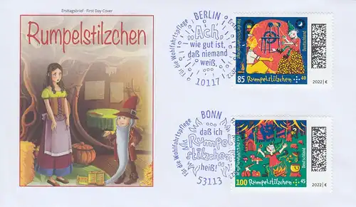 D,Bund Mi.Nr. 3664-3665 Wohlfahrt 2022 Grimms Märchen: Rumpelstilzchen 