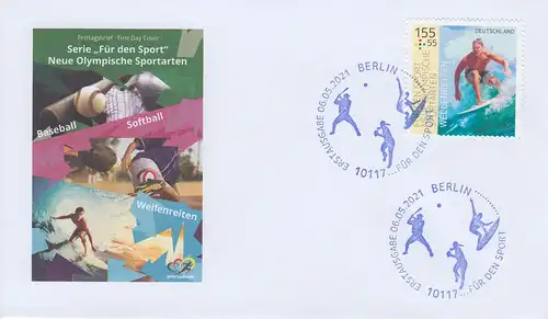 D,Bund Mi.Nr. 3604 Für den Sport 2021 Olymische Sportarten: Wellenreiten 