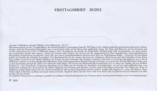D,Bund Mi.Nr. 3605 Europa 2021, Gefährdete Wildtiere (80)