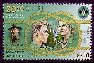 Estland Mi.Nr. 585 Europa 07, Pfadfinder, Baden-Powell, Weberknoten (20,50/1,31)