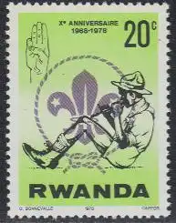 Ruanda Mi.Nr. 914A 10J.Pfadfinderbewegung in Ruanda, Flötenspieler  (20)