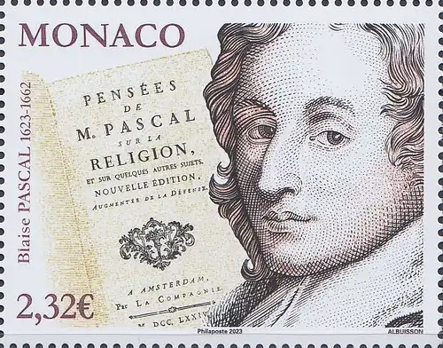 Monaco Mi.Nr. (noch nicht im Michel), 400. Geburtstag Blaise Pascal (2,32)