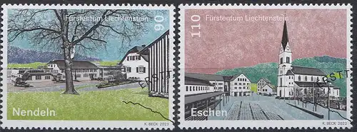 Liechtenstein MiNr. 2097-2098, Dorfansichten: Eschen / Nendeln (2 Werte)