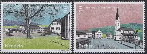 Liechtenstein MiNr. 2097-2098, Dorfansichten: Eschen / Nendeln (2 Werte)