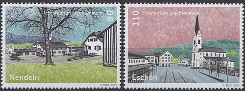 Liechtenstein MiNr. 2097-2098, Dorfansichten: Eschen / Nendeln (2 Werte)