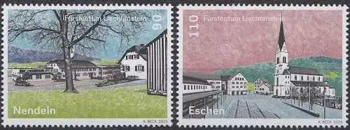 Liechtenstein MiNr. 2097-2098, Dorfansichten: Eschen / Nendeln (2 Werte)