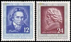 D,DDR Mi.Nr. 300-01 125. Todestag Ludwig van Beethoven (2 Werte)