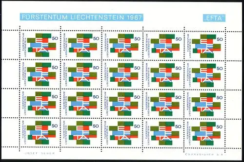 Liechtenstein Mi.Nr. Klbg.481 EFTA in Bausteingefüge (mit 20 x 481)